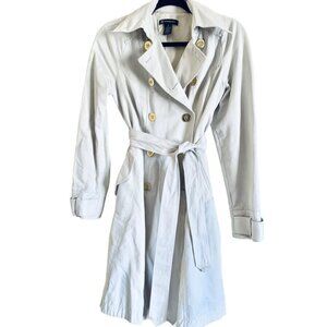 INC Off-White Trench Coat Double-Breasted Gold Buttons, small